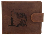 MERCUCIO pánská peněženka světlehnědá vzor 57 rybář a candát