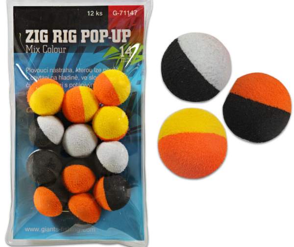 detail Giants Fishing pěnové plovoucí boilie Zig Rig Pop-Up 14mm