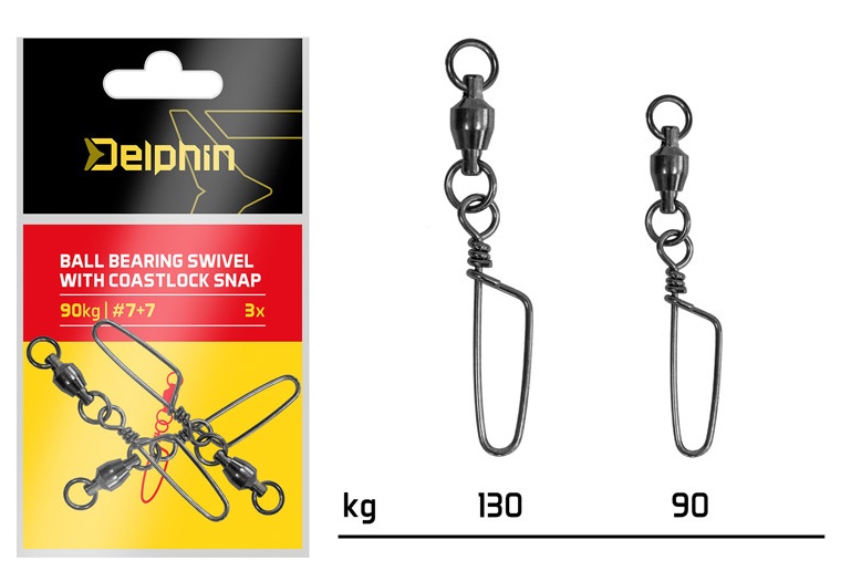 detail Delphin obratlík Ball Bearing Swivel with Coastlock Snap 3ks