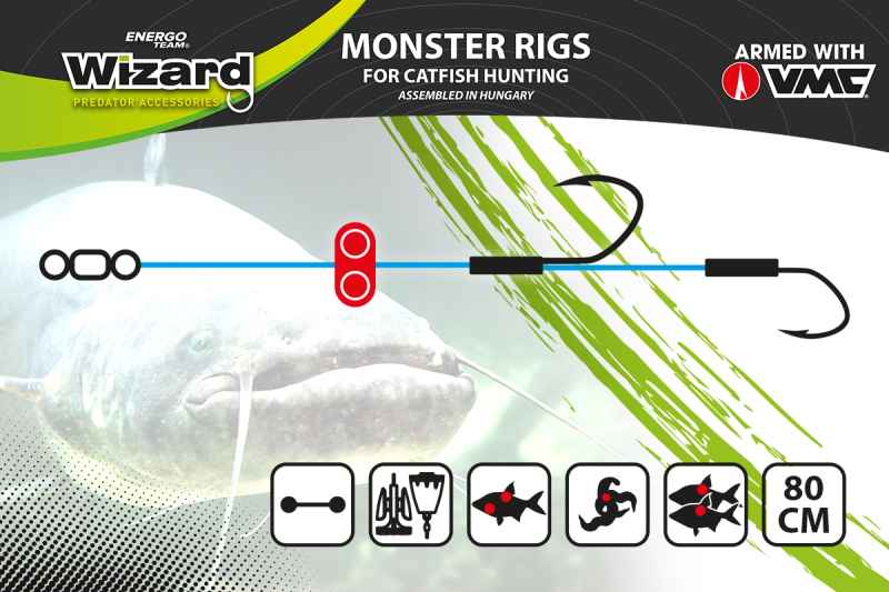 detail Wizard sumcový návazec Monster Surface Livebait Double Mono Rig 80cm