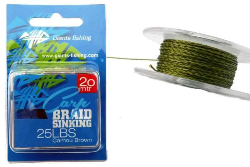 detail GF návazcová šňůrka Carp Braid Sinking Camou Green 20m