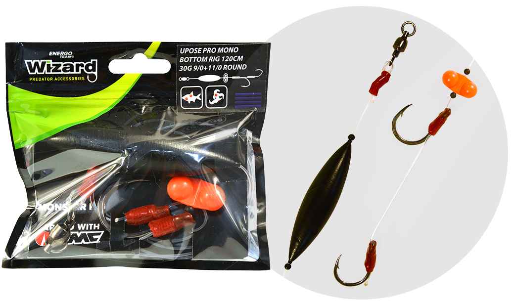 detail Wizard návazec sumcový Monster Upose Pro Mono Bottom Rig 120cm
