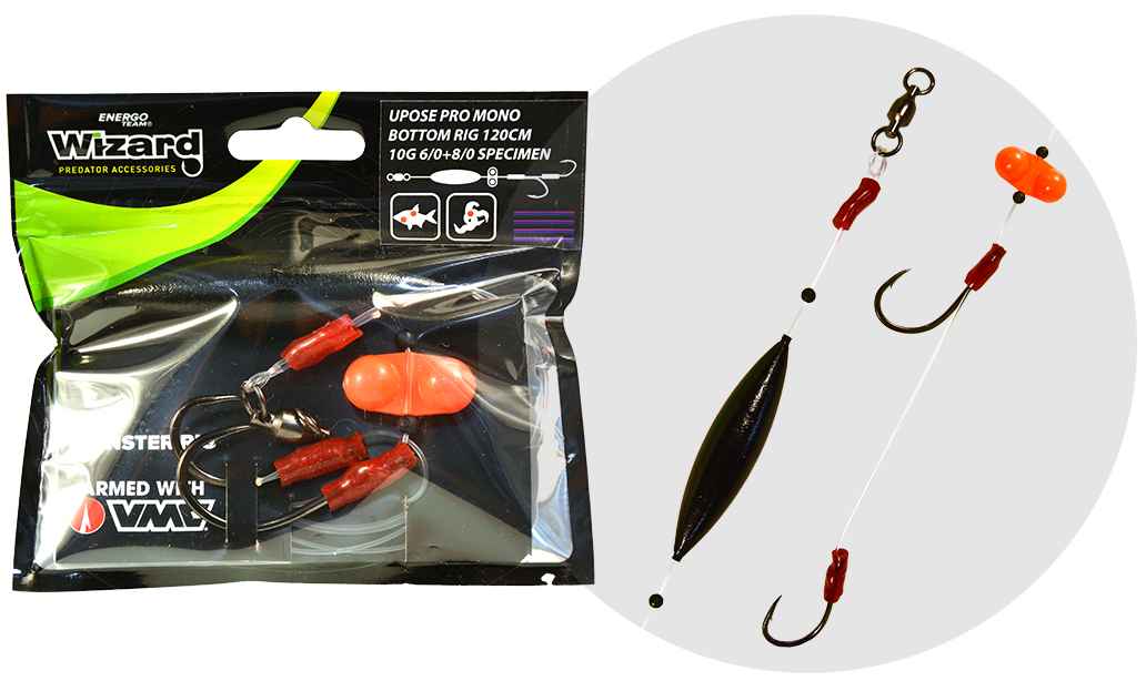 detail Wizard návazec sumcový Monster Upose Pro Mono Bottom Rig 120cm