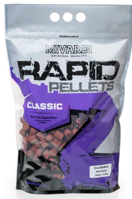 detail Mivardi Rapid pelety Classic Red Halibut 2,5kg