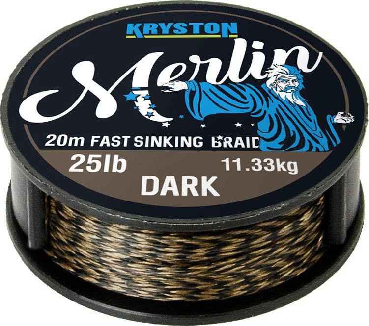 detail Kryston návazcová šňůrka Merlin Fast Sinking Braid Černá 20m