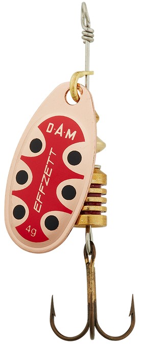 detail DAM třpytka Standard Spinner Copper Black Dot