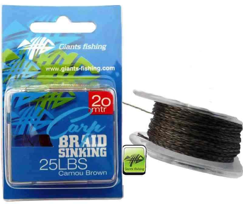 detail GF návazcová šňůrka Carp Braid Sinking Camou Brown 20m