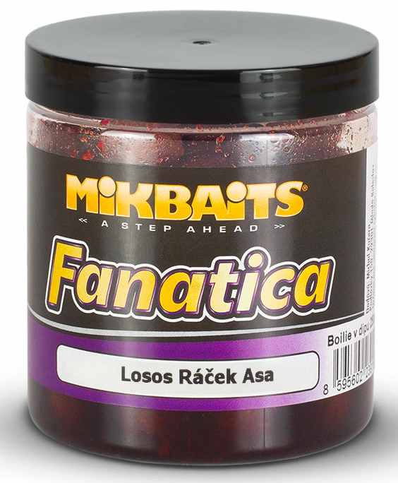 detail Mik Fanatica boilie v dipu Losos Ráček Asa 250ml