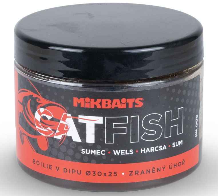 detail Mikbaits Catfish sumec řada boilie v dipu 500ml - 30x25mm