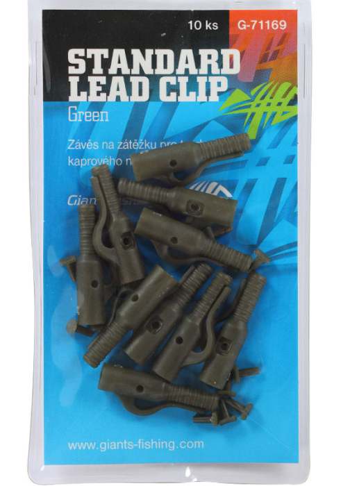 detail GF závěs na boční olovo Standard Lead Clip Green 10ks