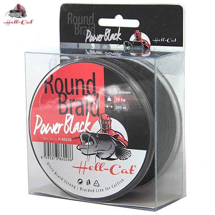 detail HC splétaná šňůra Round Braid Power Black 200m