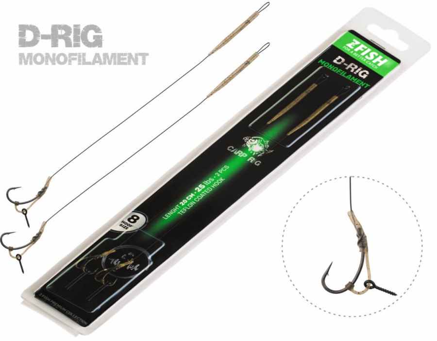 detail Zfish návazec Monofilament D-Rig 2ks