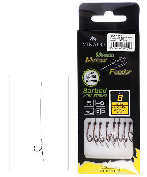 detail Mikado method návazec X-TRA STRONG MF na pletené šnůrce s trnem 10cm / 8ks