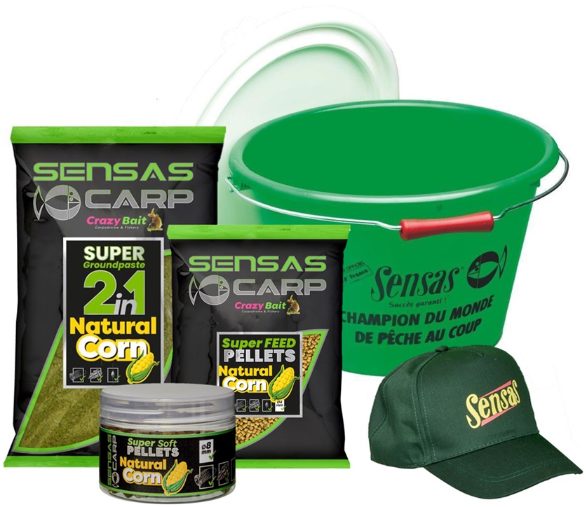 detail Sensas akční kbelík Carp Paste Pellets Corn