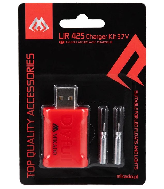 detail Mikado USB nabíječka + baterie Batteries Rechargaeble With Charger LIR425