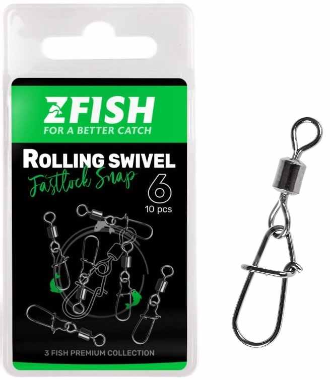 detail Zfish obratlík s karabinou Rolling Swivel & Fastlock Snap