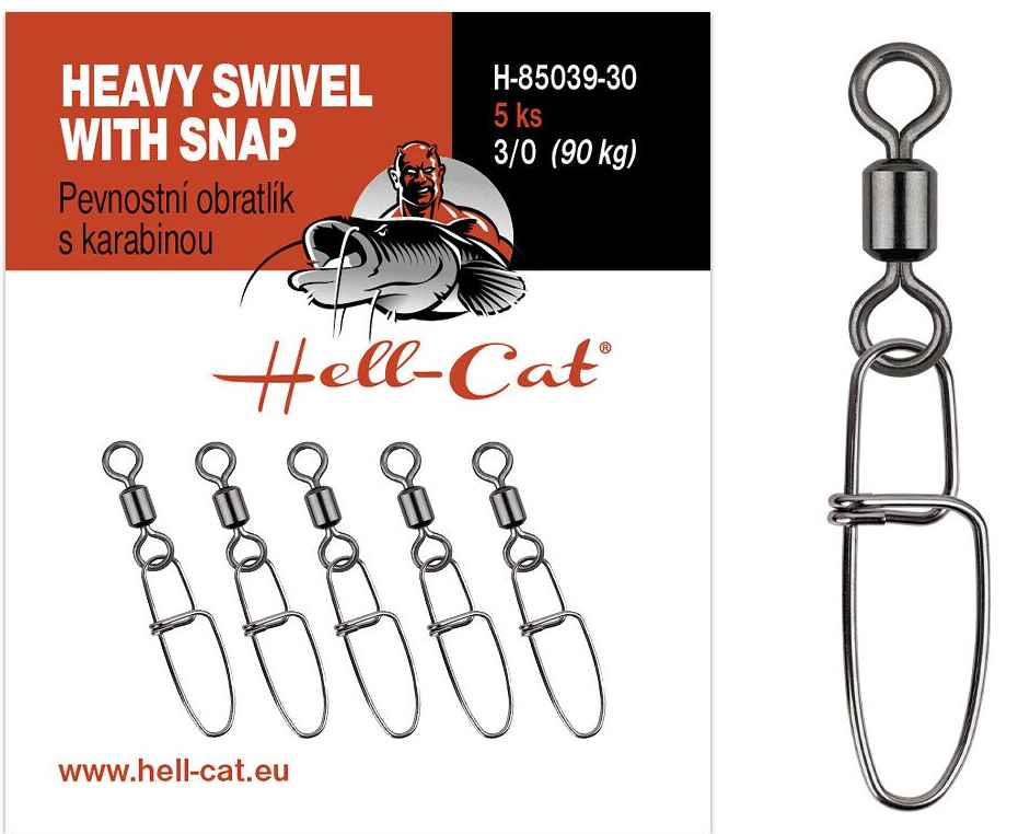 detail Hell-Cat pevnostní obratlík s karabinou Heavy Swivel with Snap 5ks