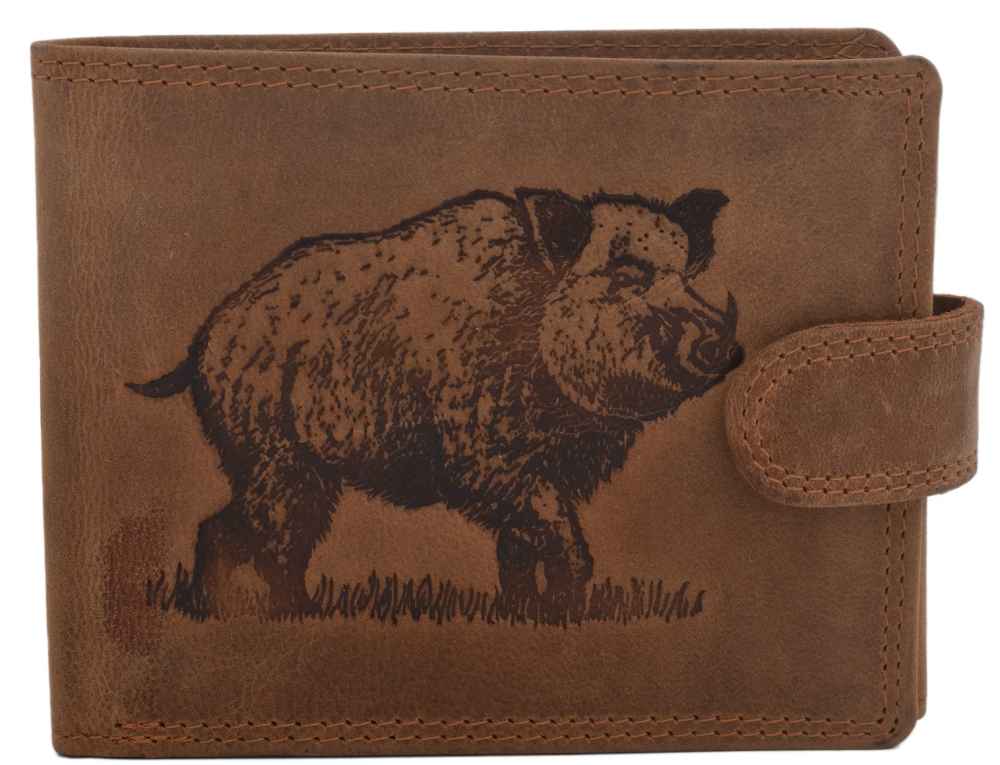 detail MERCUCIO pánská peněženka světlehnědá embos divočák celý