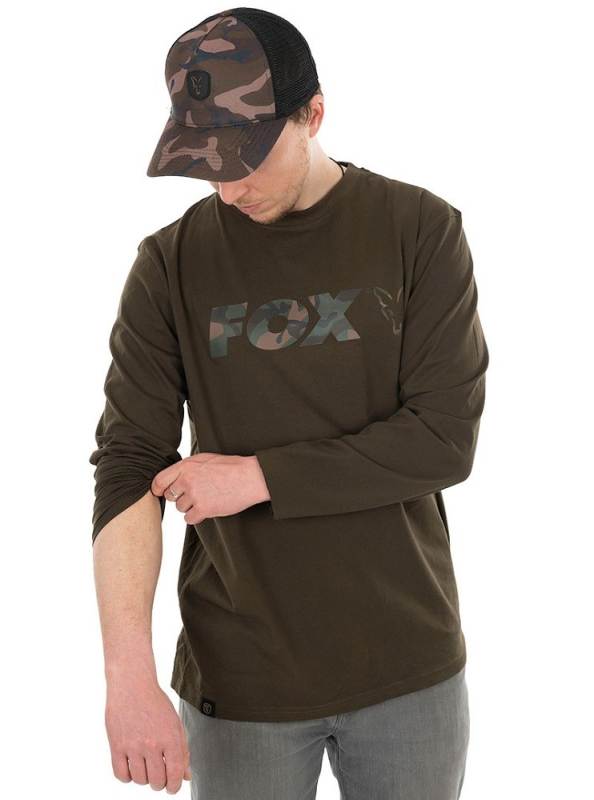 detail Fox triko Long Sleeve Khaki Camo T Shirt