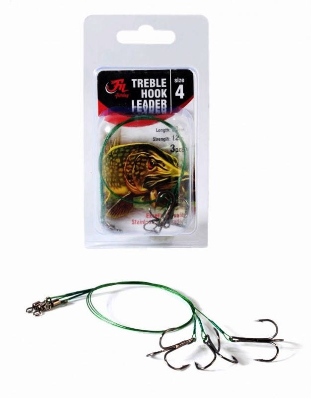 detail FF lanko s trojháčkem Treble Hook Leader 3ks