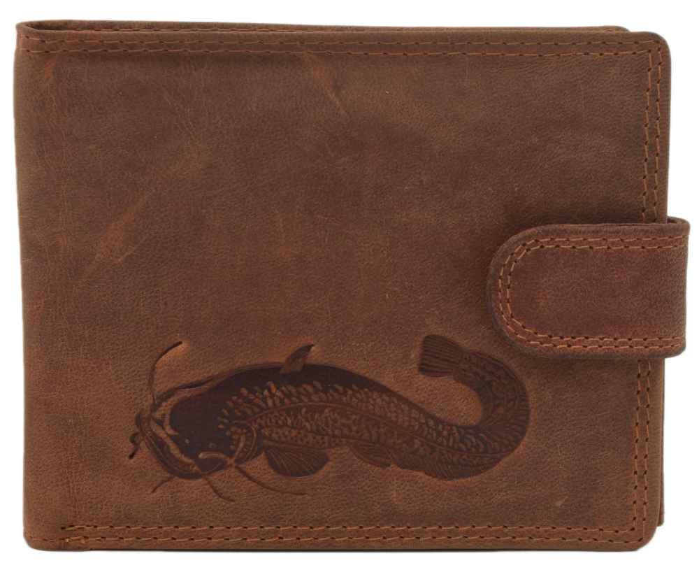 detail MERCUCIO pánská peněženka světlehnědá embos sumec celý