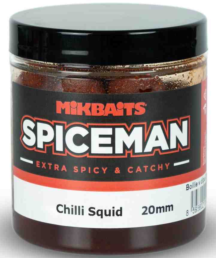 detail Mikbaits Spiceman boilie v dipu Chilli Squid 250ml