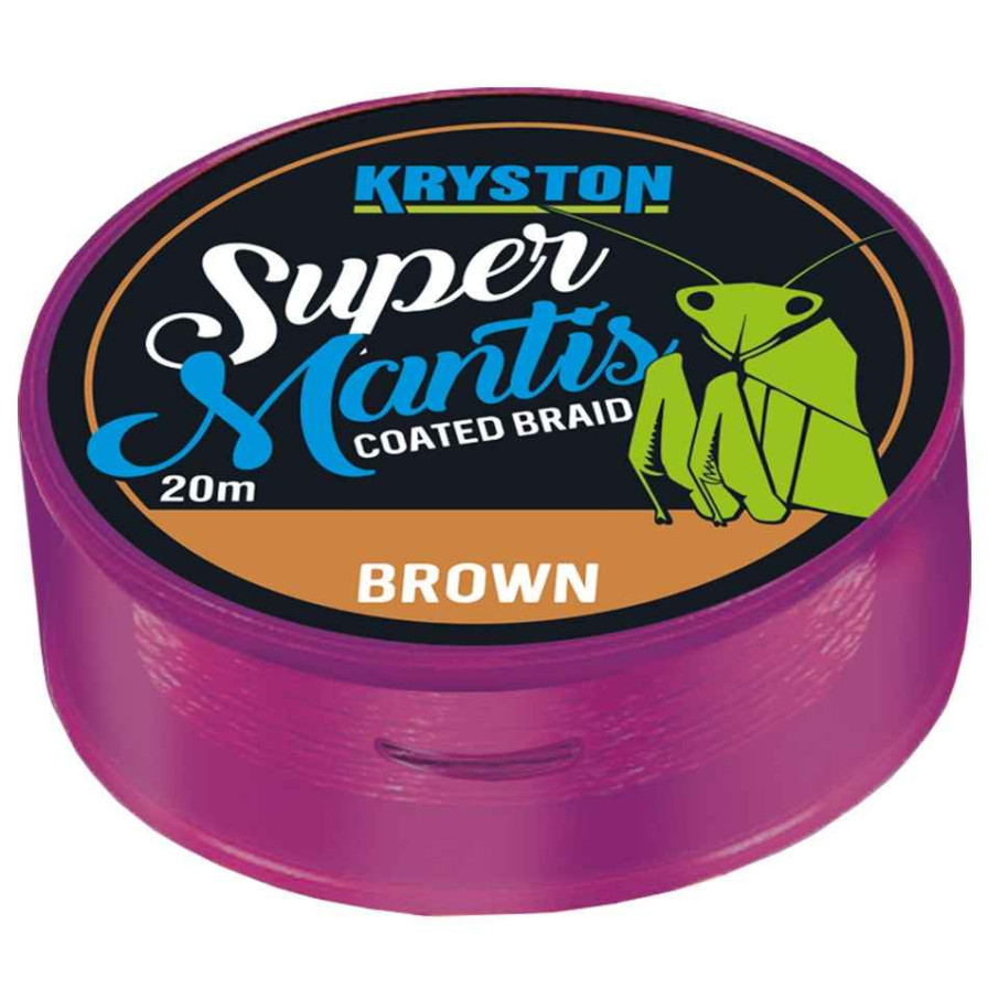 detail Kryston potahovaná návazcová šňůrka Super Mantis Brown 20m