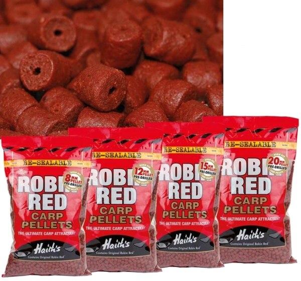 detail DB pelety předvrtané Robin Red 900g
