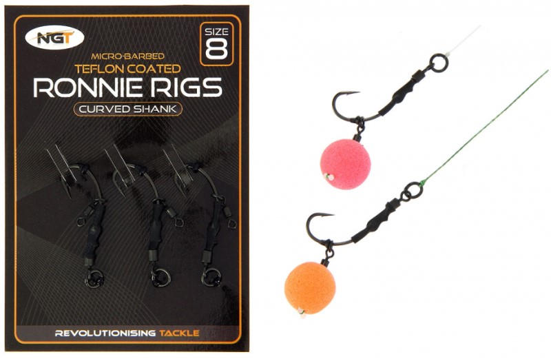 detail NGT montáž Ronnie Rig & Teflon Hooks 3ks