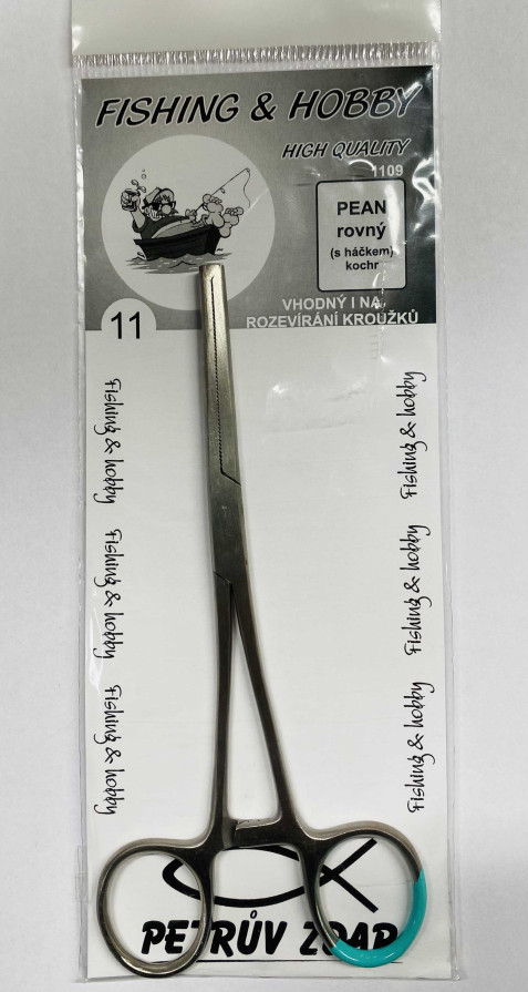 detail Pean rovný s háčkem kochr 19cm