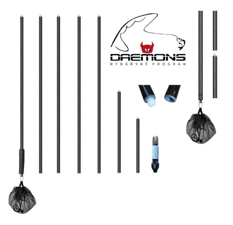 detail Daemons sklopná tyčová bójka 05 R2 s LED diodou a síťkou