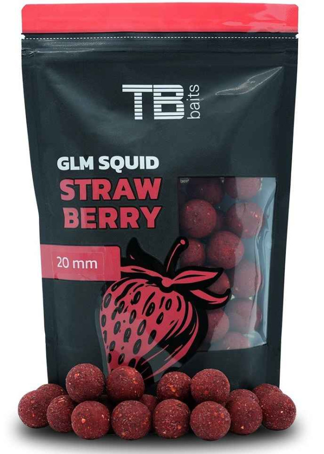 detail TB Baits boilie GLM Squid Strawberry 250g