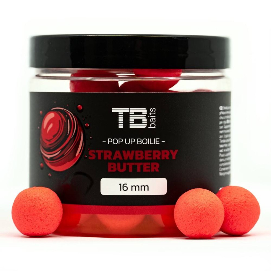 detail TB Baits plovoucí boilie Pop-Up Strawberry Butter + NHDC 65g