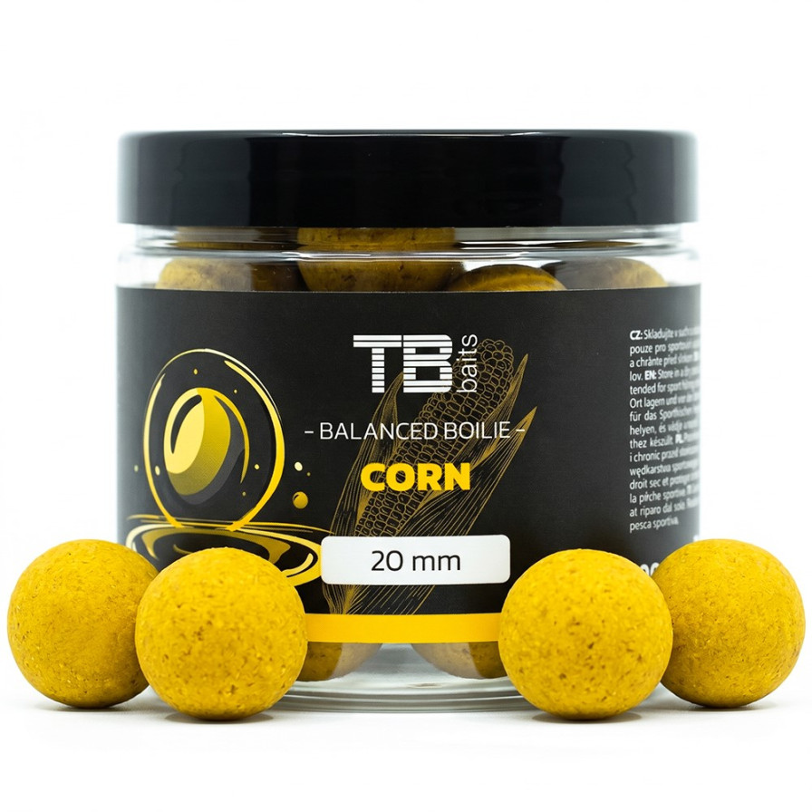 detail TB Baits vyvážené boilie Balanced + Atraktor Corn 100g