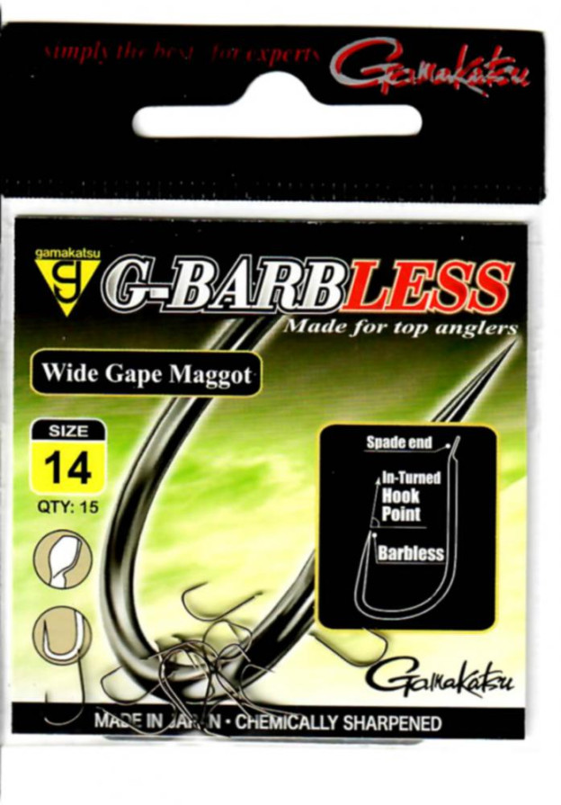 detail Gamakatsu háček G-BL Wide Gape Maggot 15ks
